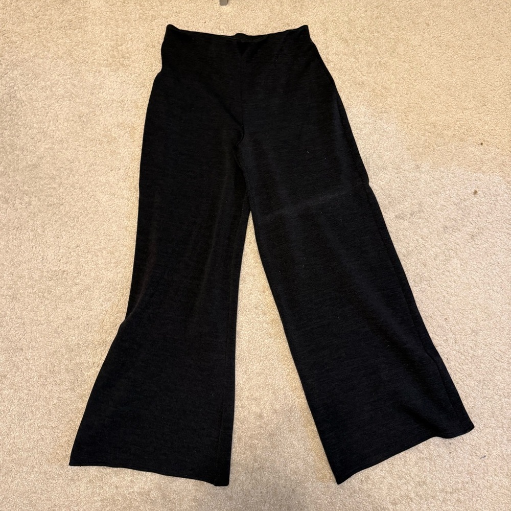 Zara Black Wide-Leg Knit Pants